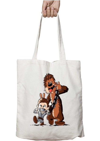 Star Wars Rey And Chewbacca Calvin And Hobbes Iki Tarafı Kalıcı Baskılı Yıkanabilir Çanta