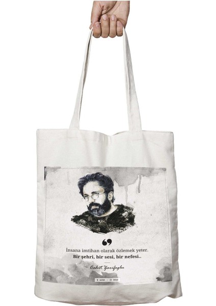 Cahit Zarifoğlu Bir Şehri Iki Tarafı Kalıcı Baskılı Yıkanabilir Okul Plaj Omuz Bez Çantası