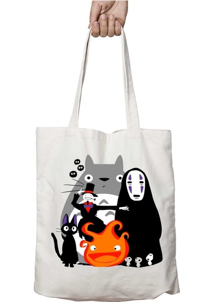 Totoro Uzakta Iki Tarafı Kalıcı Baskılı Yıkanabilir Çanta
