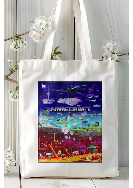Minecraft Oyun Baskılı Omuz Çanta Kişiye Özel Model 3