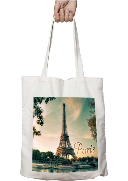 Paris Eyfel Kulesi Aşk Love Iki Tarafı Kalıcı Baskılı Yıkanabilir Çanta