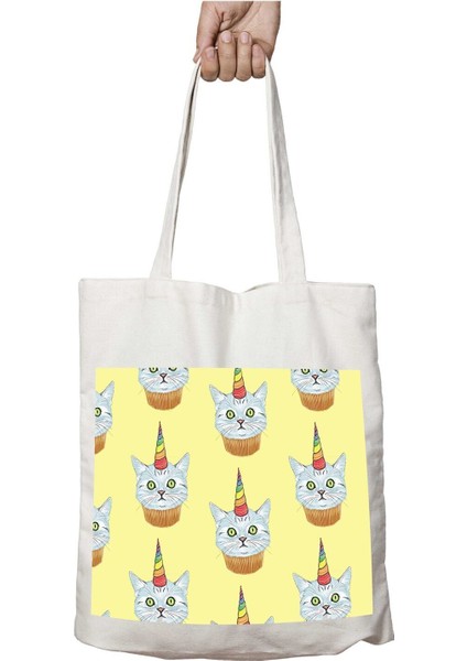 Unicat Kedi Iki Tarafı Kalıcı Baskılı Yıkanabilir Çanta