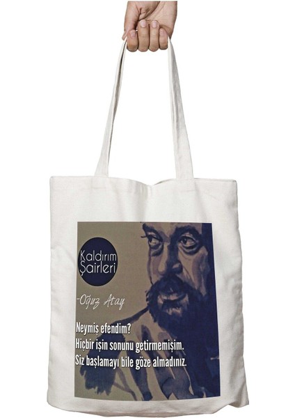 Oğuz Atay Neymiş Efendim Iki Tarafı Kalıcı Baskılı Yıkanabilir Çanta