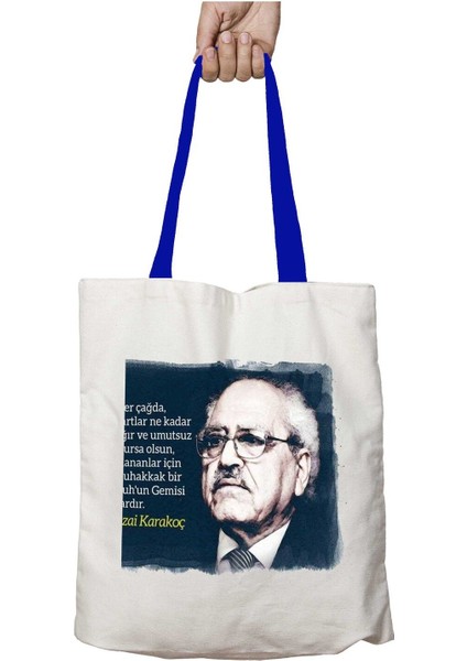 Mavi Kulplu Sezai Karakoç Nuh Un Gemisi Vardır Yıkanabilir Omuz Çanta