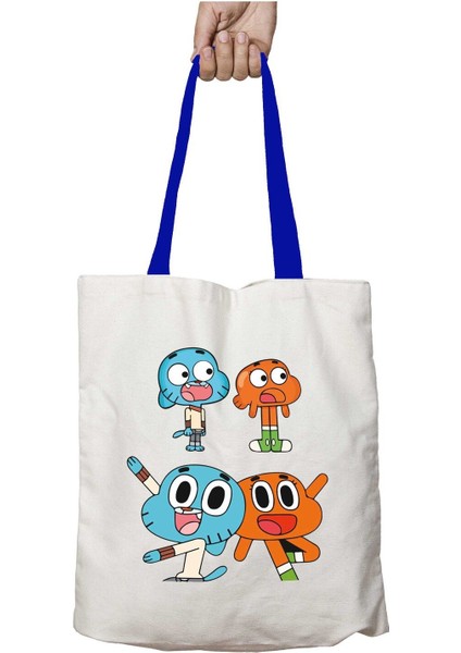 Mavi Kulplu Gumball Cartoon Network Çizgi Film Animasyon Yıkanabilir Omuz Çanta