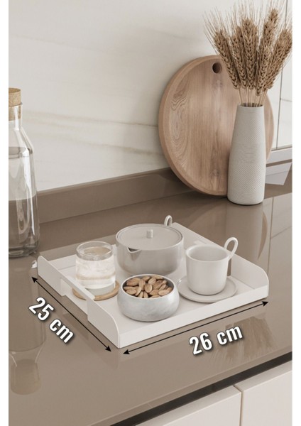 Çok Amaçlı Beyaz Tepsi, Mutfak, Ikram, Organizasyon, Kahve ve Sunum Için Uygun