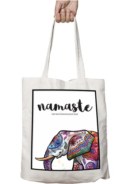 Namaste Poster Iki Tarafı Kalıcı Baskılı Yıkanabilir Okul Plaj Omuz Bez Çantası
