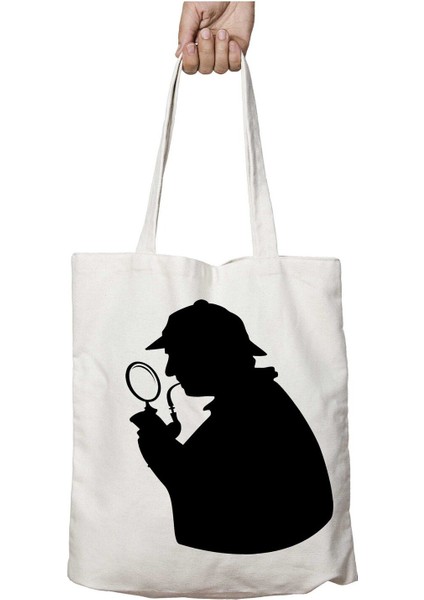 Sherlock Holmes Dedektif Iki Tarafı Kalıcı Baskılı Yıkanabilir Okul Plaj Omuz Bez Çantası