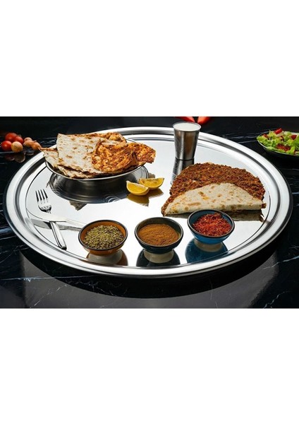 Paslanmaz Çelik Yer Sofrası Sini 73 Cm, Farklı Desenler