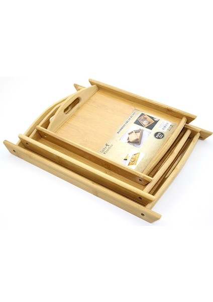 3’lü Bambu Tepsi Seti – 32, 37, 43 Cm, Doğal ve Şık Sunum Tepsileri