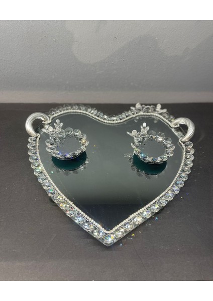 Şık Kristal Cam Kalp Sunum Tepsisi, Dekoratif ve Zarif Tasarım fiyatları