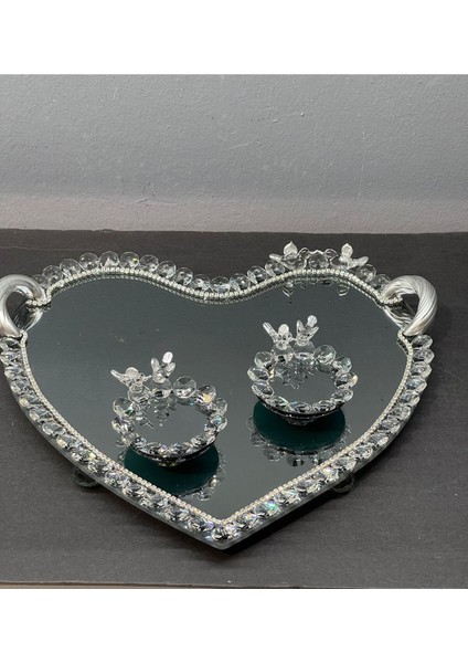 Şık Kristal Cam Kalp Sunum Tepsisi, Dekoratif ve Zarif Tasarım indirimleri