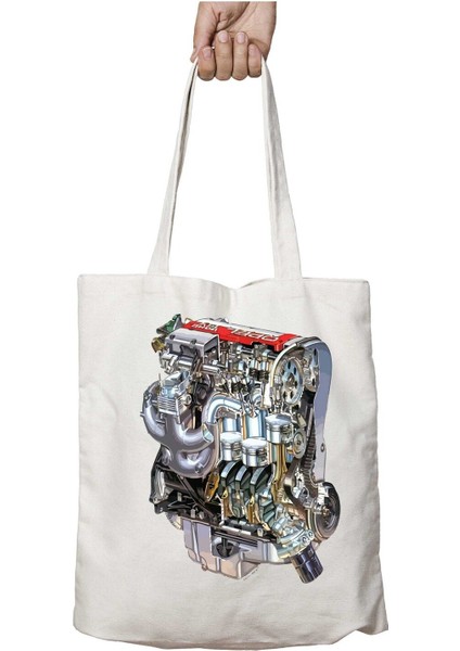 Red Top Opel Engine Iki Tarafı Kalıcı Baskılı Yıkanabilir Çanta