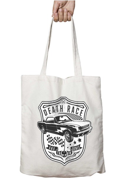 Death Black Car Iki Taraf Kalıcı Yıkanabilir Okul Plaj Omuz Bez Çanta