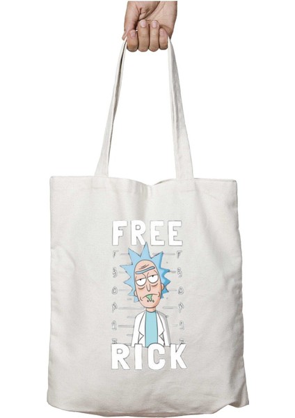 Rick Free Beyaz Free Iki Tarafı Kalıcı Baskılı Yıkanabilir Çanta