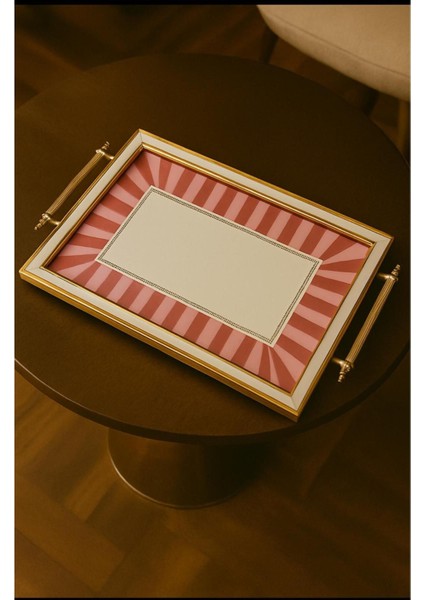 6 Kişilik Pembe Kahve ve Çay Sunum Tepsisi, Şık ve Kullanışlı Tasarım