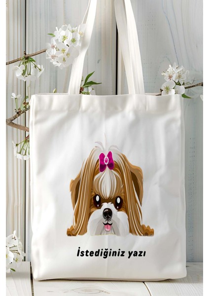 Shihtzu Köpek Baskılı Bez Çanta Omuz Çantası Kişiye Özel Model 10 fiyatları