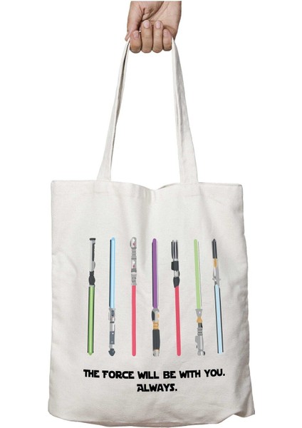 The Force Star Wars Işın Kılıcı Iki Taraf Kalıcı Yıkanabilir Okul Plaj Omuz Bez Çanta