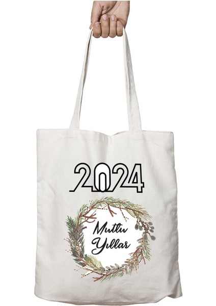 Mutlu Yıllar Yuva Iki Tarafı Kalıcı Baskılı Yıkanabilir Okul Plaj Omuz Bez Çantası