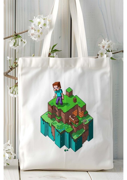 Minecraft Oyun Baskılı Bez Çanta Omuz Çantası Model 6