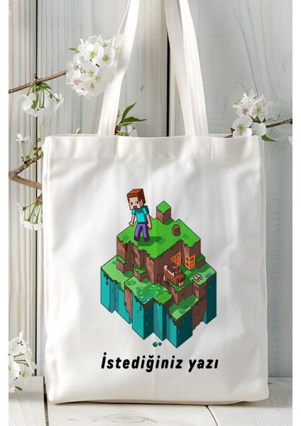Minecraft Oyun Baskılı Bez Çanta Omuz Çantası Model 6 fiyatları