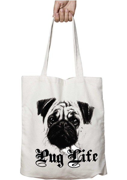 Pug Life Pug Hoodie Iki Taraf Kalıcı Yıkanabilir Okul Plaj Omuz Bez Çanta