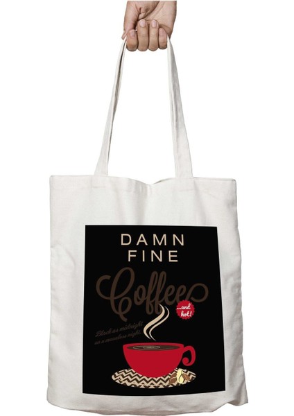 Twin Peaks Damn Fine Coffee Kahve Iki Tarafı Kalıcı Baskılı Yıkanabilir Çanta