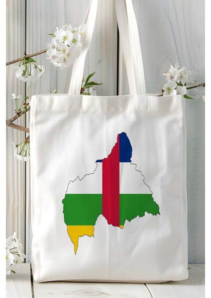 Orta Afrika Bayrak Baskılı Bez Çanta Omuz Çantası Model