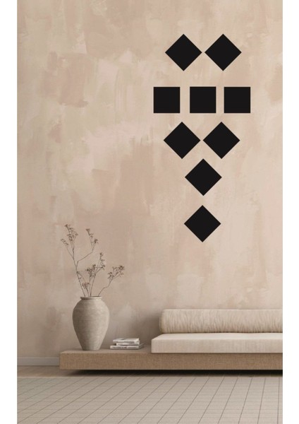 9 Adet Siyah Kare Duvar Dekoru, Şık ve Modern Iç Tasarım Aksesuarları modelleri