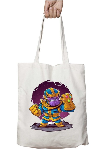 Thanos Avengers Iki Tarafı Kalıcı Baskılı Yıkanabilir Okul Plaj Omuz Bez Çantası
