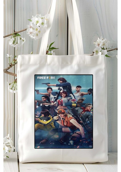 Garena Free Fire Mobil Oyun Baskılı Bez Çanta Omuz Çantası Çift Tafaflı Baskı Kişiye Özel 8