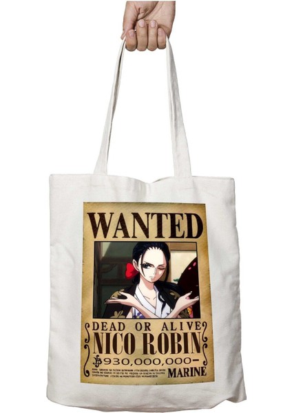 Wanted Nico Robin A Anime Iki Tarafı Kalıcı Baskılı Yıkanabilir Okul Plaj Omuz Bez Çantası