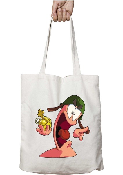 Worms Free Png Image Iki Taraf Kalıcı Yıkanabilir Okul Plaj Omuz Bez Çanta