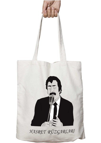 Müslüm Gürses Hasret Rüzgarları Iki Tarafı Kalıcı Baskılı Yıkanabilir Çanta