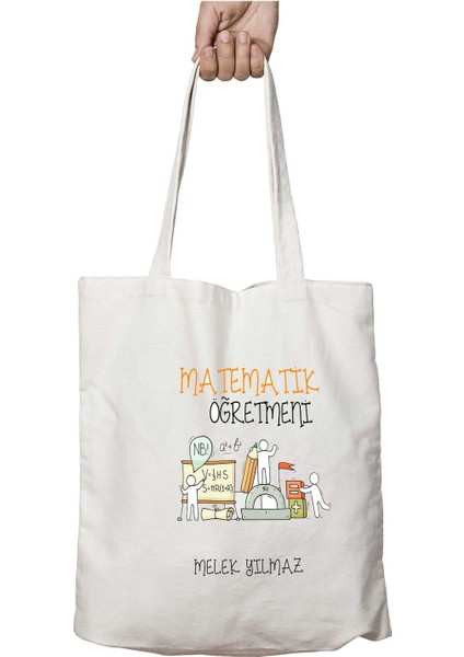 Kişiye Özel Matematik Öğretmeni Nb Iki Tarafı Kalıcı Baskılı Yıkanabilir Çanta