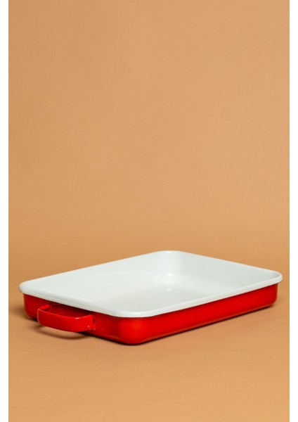 Kırmızı Emaye Fırın Tepsisi, Kulplu, Şık ve Dayanıklı Mutfak Gereci indirimleri