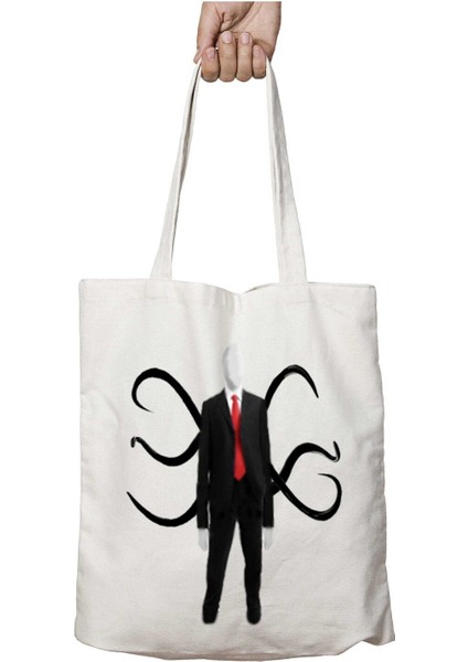 Slender-Man-Free-Png-Image Iki Tarafı Kalıcı Baskılı Yıkanabilir Çanta