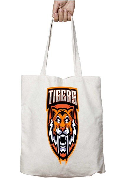 Tigers Head Iki Tarafı Kalıcı Baskılı Yıkanabilir Çanta
