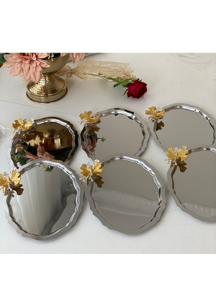 Paslanmaz Çelik Oval 20X25 cm Kelebek Detaylı Servis ve Sunum Tepsisi, 6 Adet fiyatları