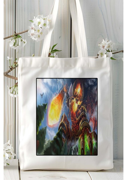 World Of Warcraft Oyun Baskılı Bez Çanta Omuz Çantası Kişiye Özel Model 3