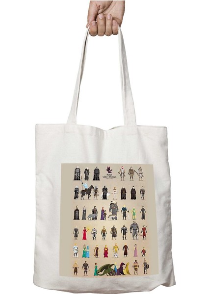 Game Of Thrones Pixel Iki Tarafı Kalıcı Baskılı Yıkanabilir Okul Plaj Omuz Bez Çantası