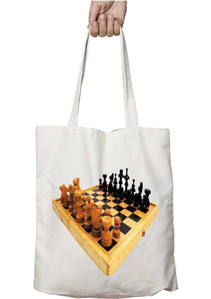 Satranç Iki Takım Iki Taraf Kalıcı Yıkanabilir Okul Plaj Omuz Bez Çanta