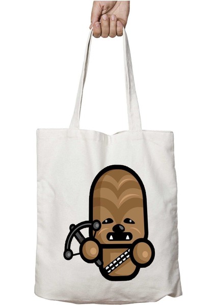 Simpler Chewbacca Star Wars Iki Tarafı Kalıcı Baskılı Yıkanabilir Okul Plaj Omuz Bez Çantası