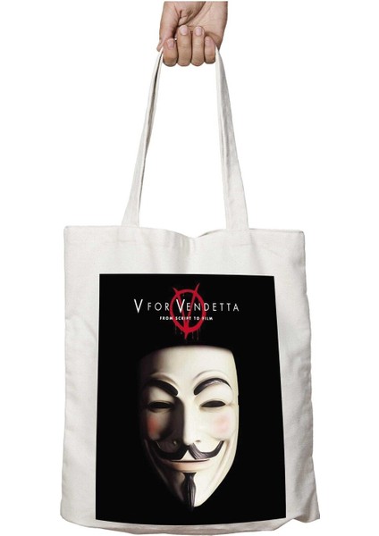 V For Vendetta Film Maske Iki Tarafı Kalıcı Baskılı Yıkanabilir Çanta