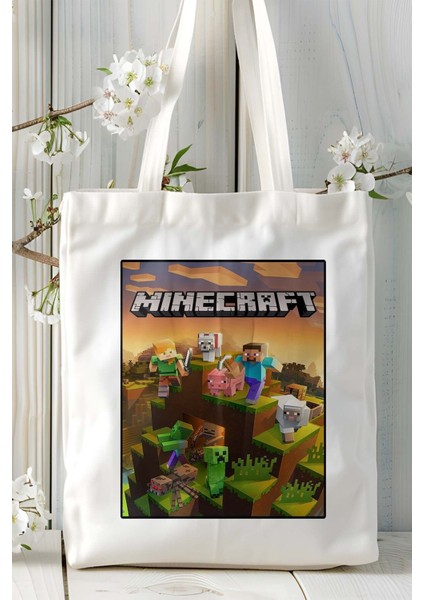 Minecraft Oyun Baskılı Omuz Çanta Kişiye Özel Model 7