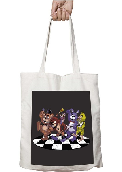 We The Five Nights Are Freddys Band Iki Tarafı Kalıcı Baskılı Yıkanabilir Okul Plaj Omuz Bez Çantası