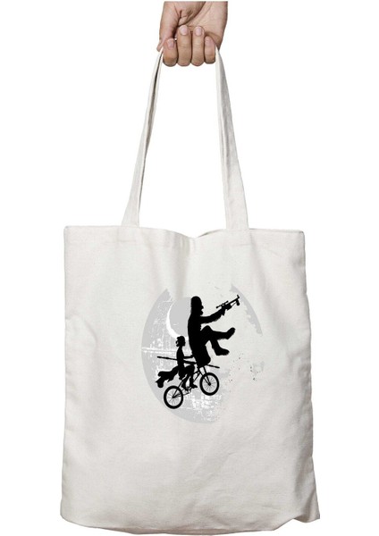 Star Wars Et Rey Chewbacca Flying Theme Iki Tarafı Kalıcı Baskılı Yıkanabilir Çanta