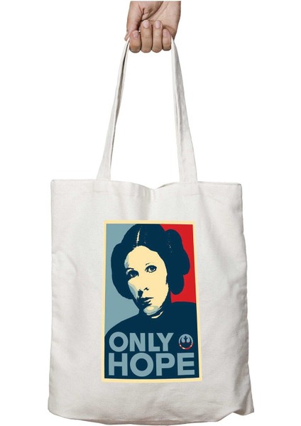 Only Hope Princess Leia Star Wars Iki Tarafı Kalıcı Baskılı Yıkanabilir Okul Plaj Omuz Bez Çantası