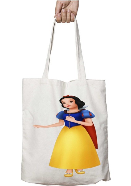 Snow-White-Free-Png-Image Iki Tarafı Kalıcı Baskılı Yıkanabilir Okul Plaj Omuz Bez Çantası