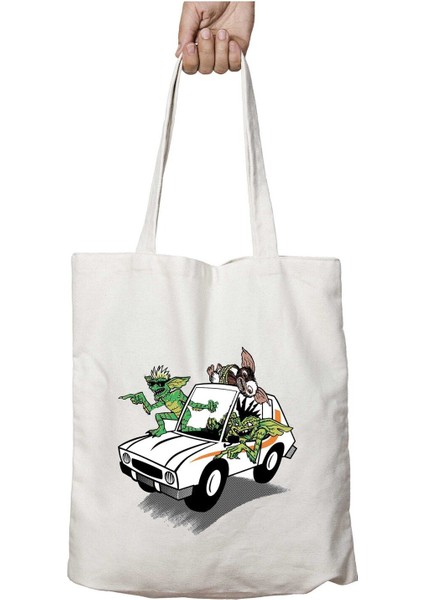 Gremlins Gizmo Tied To The Top Of A Car Iki Taraf Kalıcı Yıkanabilir Okul Plaj Omuz Bez Çanta